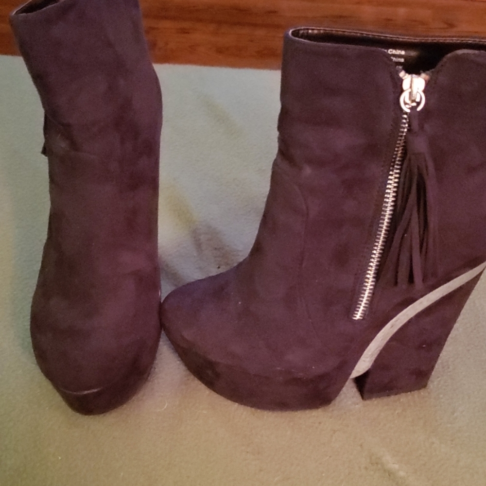 Suede wedge booties sz8.5